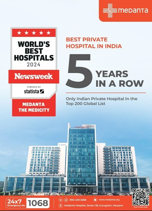 Medanta Gurugram ranks on Newsweek's 2024 list of the 'World's Best